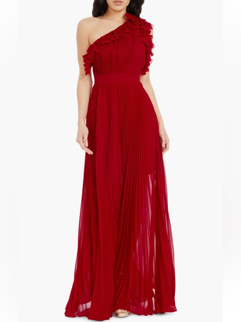 Dress The Population Vida One Shoulder Pleated Gown